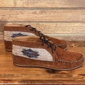 Minnetonka El Paso Brown Suede Ankle Boot Bootie Moccasin Women’s Sz 9 Southwest
